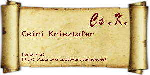 Csiri Krisztofer névjegykártya